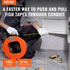 VEVOR Fish Tape, 100 ft, 3/16-inch, Fiberglass Wire Puller with Optimized Housing and Handle, Easy-to-Use Cable Puller Tool, Flexible Wire Fishing Too